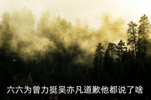 六六為曾力挺吳亦凡道歉他都說了啥