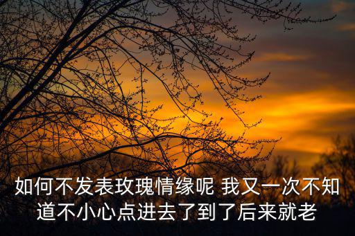 如何不發表玫瑰情緣呢 我又一次不知道不小心點進去了到了后來就老