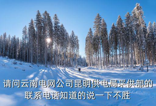 請問云南電網公司昆明供電局采供部的聯系電話知道的說一下不勝