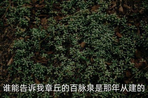 誰(shuí)能告訴我章丘的百脈泉是那年從建的