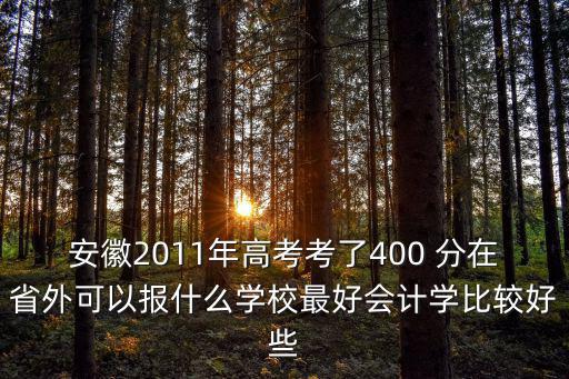 安徽2011年高考考了400 分在省外可以報什么學校最好會計學比較好些