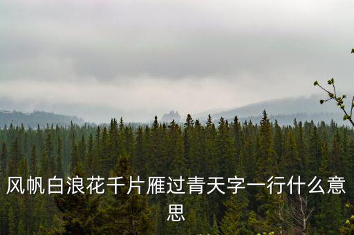 風帆白浪花千片雁過青天字一行什么意思