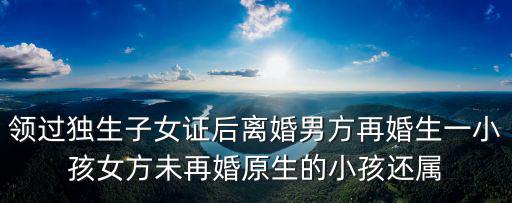 未再，組合家庭中男女雙方各有一個孩子 這兩個孩子算是獨生子女嗎大神們