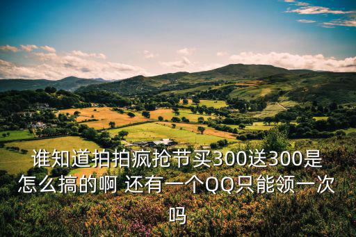 誰知道拍拍瘋搶節買300送300是怎么搞的啊 還有一個QQ只能領一次嗎