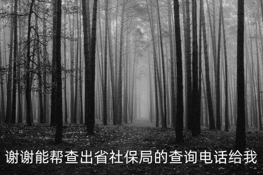 謝謝能幫查出省社保局的查詢電話給我