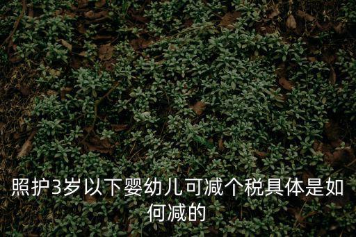 照護3歲以下嬰幼兒可減個稅具體是如何減的