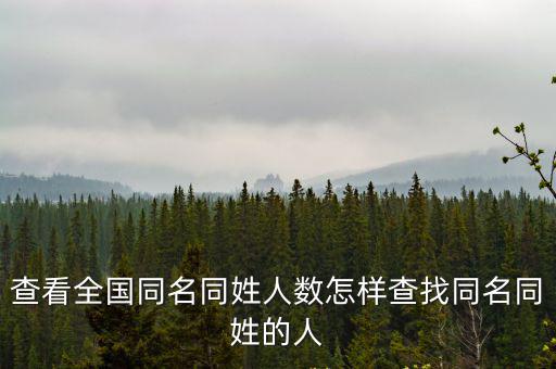 查看全國同名同姓人數怎樣查找同名同姓的人