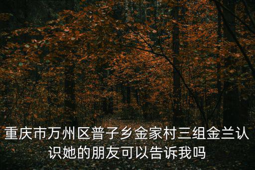 重慶市萬州區普子鄉金家村三組金蘭認識她的朋友可以告訴我嗎