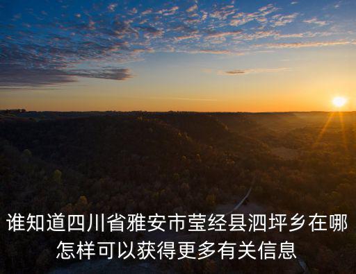 經縣，誰知道四川省雅安市瑩經縣泗坪鄉在哪怎樣可以獲得更多有關信息