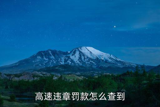高速違章查詢，高速交通違章查詢