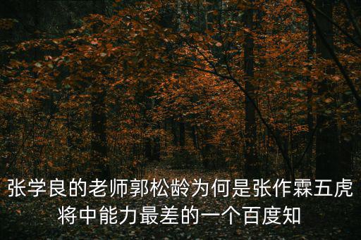 張學良的老師郭松齡為何是張作霖五虎將中能力最差的一個百度知