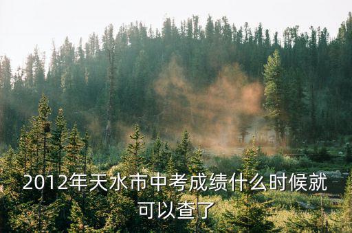 2012年天水市中考成績什么時候就可以查了