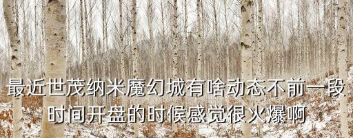 最近世茂納米魔幻城有啥動(dòng)態(tài)不前一段時(shí)間開盤的時(shí)候感覺很火爆啊