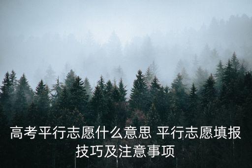 高考平行志愿，高考填報志愿什么是平行志愿