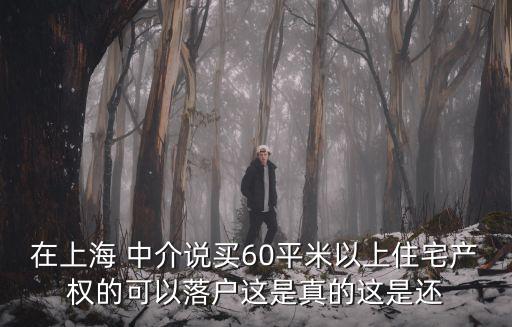 上海落戶中介，在上海 中介說買60平米以上住宅產(chǎn)權(quán)的可以落戶這是真的這是還