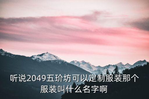 聽(tīng)說(shuō)2049五玠坊可以定制服裝那個(gè)服裝叫什么名字啊