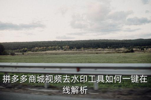 拼多多商城視頻去水印工具如何一鍵在線解析