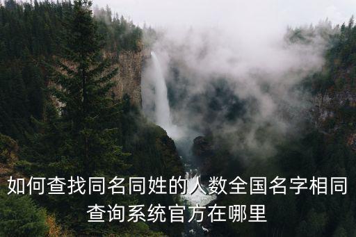 如何查找同名同姓的人數全國名字相同查詢系統官方在哪里