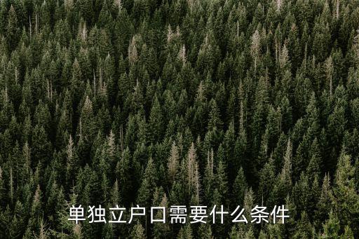 單獨立戶，單獨立戶的意思是什么