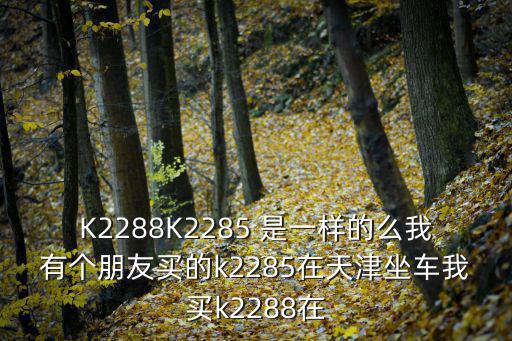 K2288K2285 是一樣的么我有個朋友買的k2285在天津坐車我買k2288在