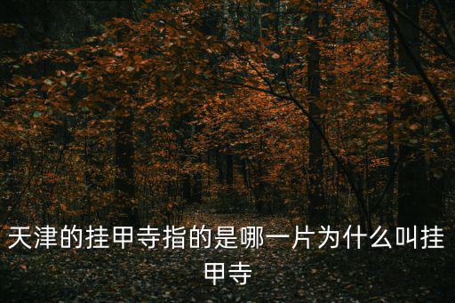 天津的掛甲寺指的是哪一片為什么叫掛甲寺
