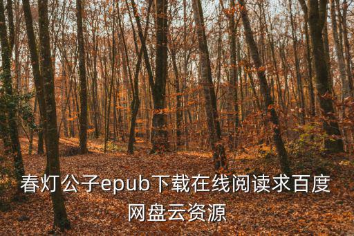 春燈公子epub下載在線閱讀求百度網盤云資源