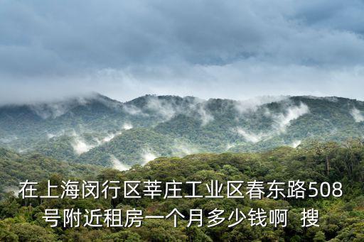 在上海閔行區莘莊工業區春東路508號附近租房一個月多少錢啊  搜