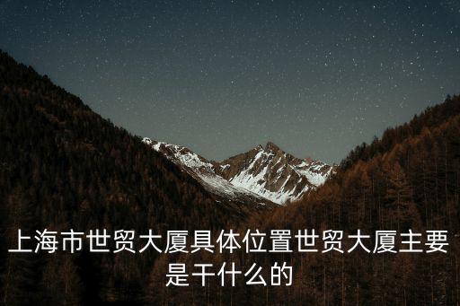 上海市世貿(mào)大廈具體位置世貿(mào)大廈主要是干什么的