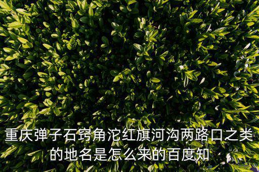 重慶彈子石竅角沱紅旗河溝兩路口之類的地名是怎么來的百度知
