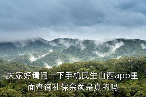 大家好請問一下手機(jī)民生山西app里面查詢社保余額是真的嗎