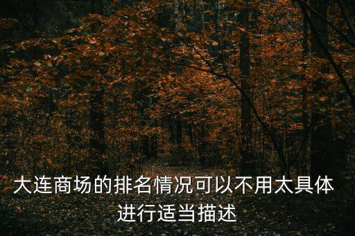 大連商場的排名情況可以不用太具體 進行適當描述