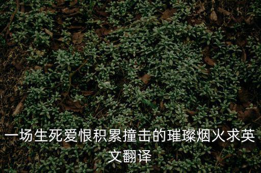 一場生死愛恨積累撞擊的璀璨煙火求英文翻譯