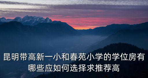 南泉苑，昆明帶高新一小和春苑小學的學位房有哪些應如何選擇求推薦高