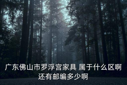廣東佛山市羅浮宮家具 屬于什么區(qū)啊還有郵編多少啊