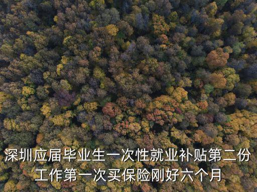 深圳應屆畢業生一次性就業補貼第二份工作第一次買保險剛好六個月