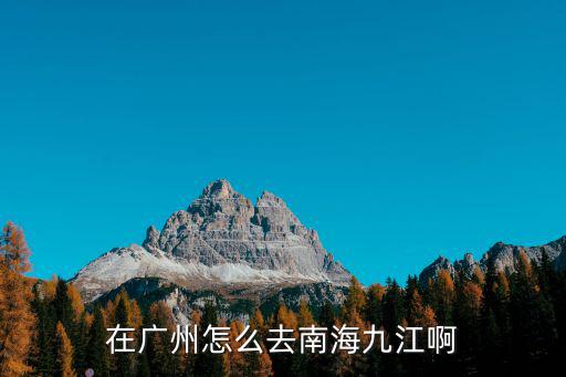 在廣州怎么去南海九江啊