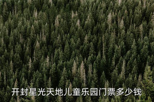 星光天地，開封星光天地兒童樂園門票多少錢