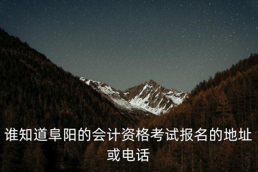 誰知道阜陽的會計資格考試報名的地址或電話