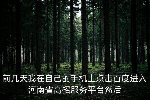 河南省高招考生服務平臺，前幾天我在自己的手機上點擊百度進入河南省高招服務平臺然后