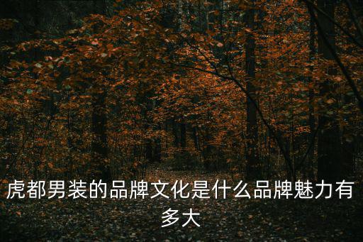 虎都，虎都男裝的品牌文化是什么品牌魅力有多大