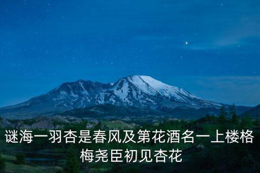 謎海一羽杏是春風及第花酒名一上樓格 梅堯臣初見杏花