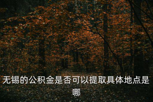 無錫的公積金是否可以提取具體地點是哪