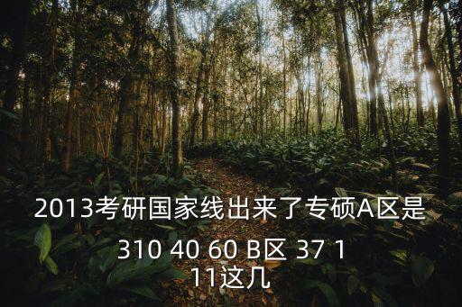 專碩國家線，2013考研國家線出來了專碩A區是310 40 60 B區 37 111這幾