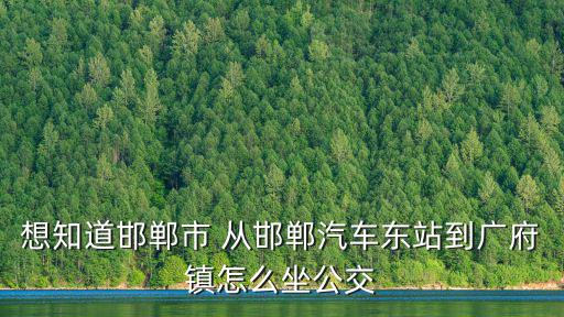 想知道邯鄲市 從邯鄲汽車東站到廣府鎮怎么坐公交