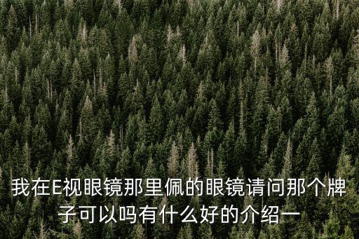 我在E視眼鏡那里佩的眼鏡請問那個牌子可以嗎有什么好的介紹一