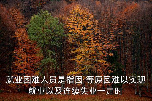 就業困難人員是指因 等原因難以實現就業以及連續失業一定時
