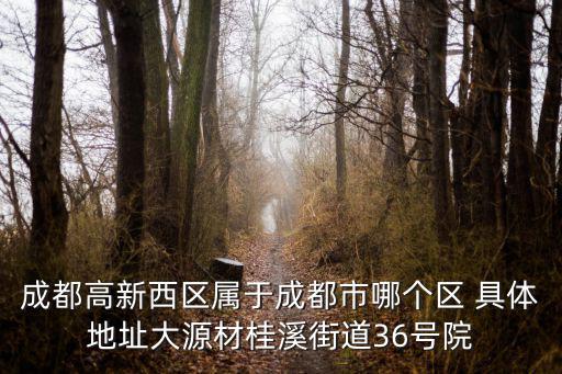 成都高新西區屬于成都市哪個區 具體地址大源材桂溪街道36號院