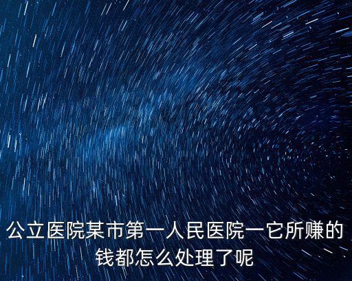 公立醫(yī)院某市第一人民醫(yī)院一它所賺的錢(qián)都怎么處理了呢