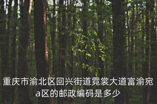重慶市渝北區(qū)回興街道霓裳大道富渝宛a區(qū)的郵政編碼是多少