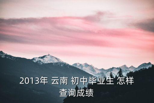2013年 云南 初中畢業生 怎樣查詢成績